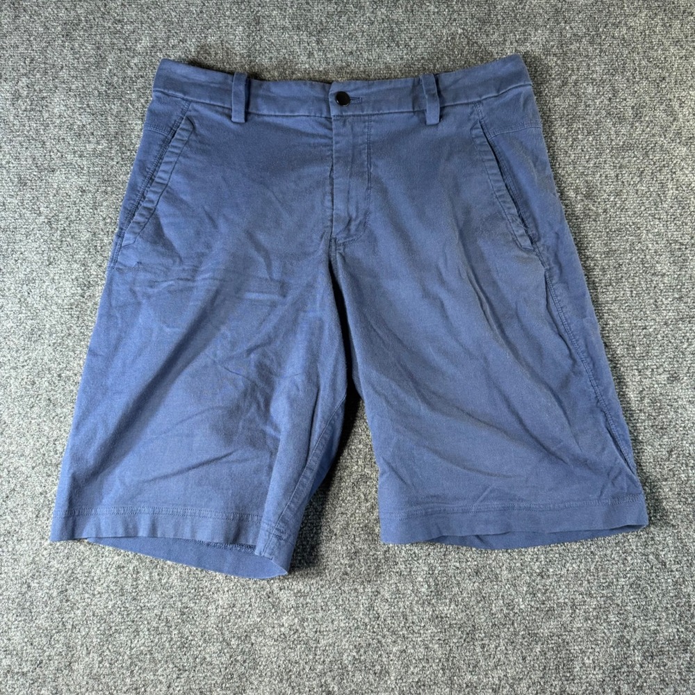Lululemon Athletica Mens Commission Shorts Blue Size 34 Cotton Blend Stretch 9in
